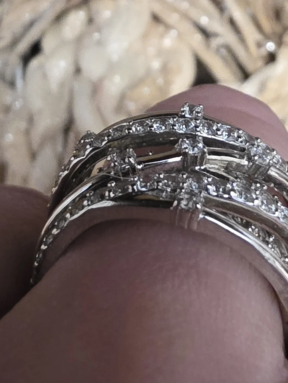 Crislu Entwined Platinum Plated & Silver Multi-Row CZ Wrap Ring - Picture 6 of 16